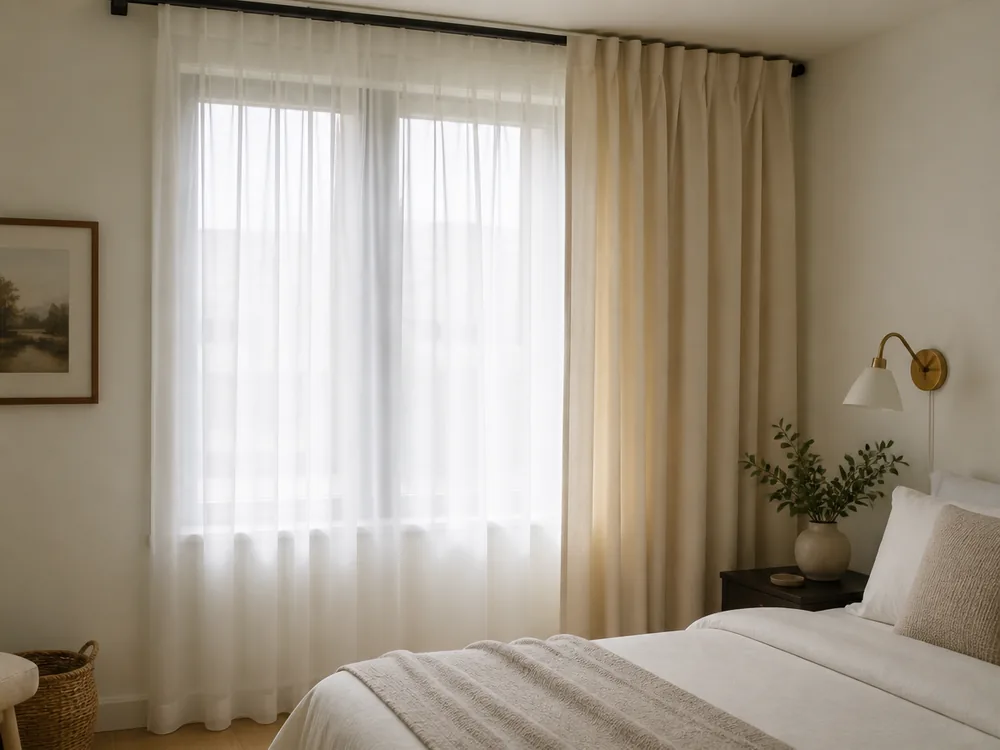 Cortina Tradicional Doble: dos cortinas en la misma ventana